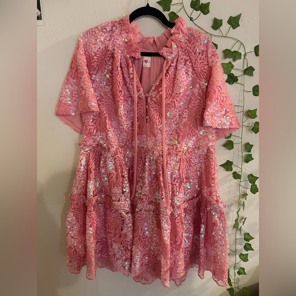 Buddy Love Pink Sequin Lace Dress